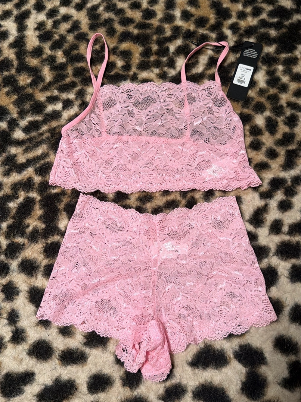 Fashion Nova Pink Lace Bralette and Boyshort Set